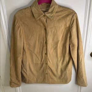 Max Studio Camel Suede Blouse Sz Large